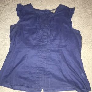 Blue ruffle blouse